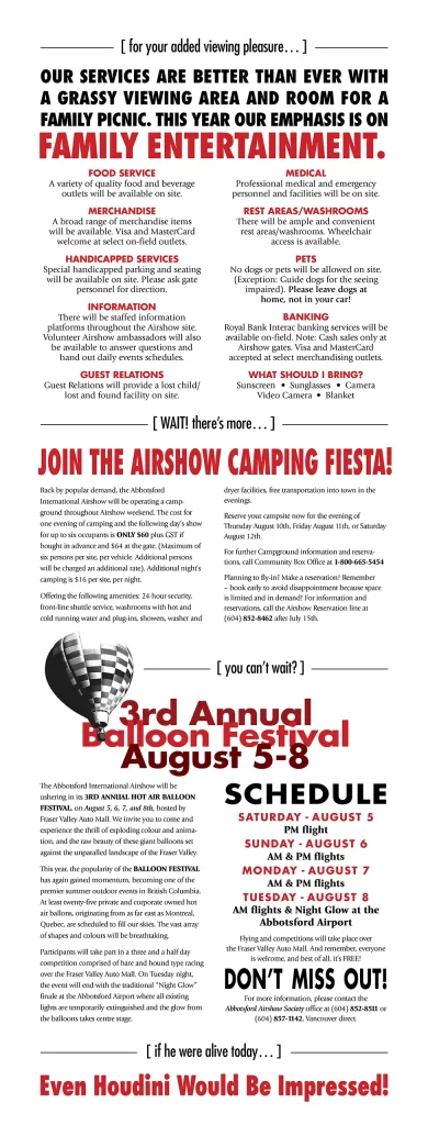 JOIN THE AIRSHOW CAMPING FIESTA! Abbotsford International Airshow (Writing, Design)